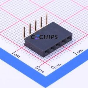 A2541HWR-5P Pin Socket Bent Lead Through Hole,P=2.54mm Connector 1x5P 2.54mm Square Hole Right Angle Insert - Product Image 1