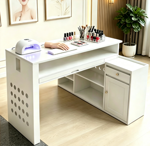 Modern Double Nail Table Salon Manicure <b>Desk</b> <b>with</b> <b>Drawer</b> Cabinet <b>Storage</b> Beauty Workstation - Product Image 4