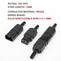 Adaptateur d'alimentation à connexion rapide IEC C13 C14 10A, bornier mâle-femelle à fixation rapide, réutilisable, contact en laiton, matériau nylon