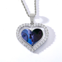 Bijoux vierges par sublimation, collier avec image de cœur, rotatif glacé, mode personnalisée, pendentif de photo, usine