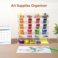 Organisateur de stylos et marqueurs en acrylique moderne et écologique avec options personnalisables pour le rangement et la présentation de fournitures de bureau
