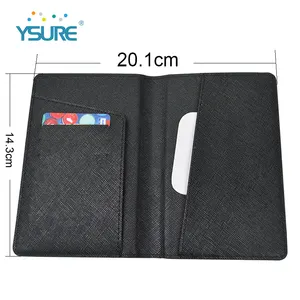 Custom Logo Personalized Sublimation Slim Travel Wallet Saffiano Pu Leather Visa Rfid Blocking Usa Passport Card Holder Cover