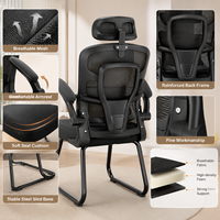 Chaise de bureau ergonomique avec soutien lombaire et appui-tête réglables - Chaise de bureau en maille respirante pour le bureau à domicile et les jeux