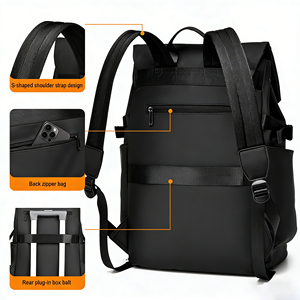 Mochila para ordenador portátil Unisex informal con logotipo personalizado de gran capacidad, mochilas escolares deportivas de moda impermeables con cremallera de cuero PU - Product Image 3