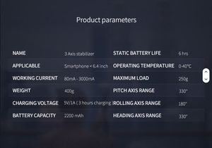 F6 <span class=keywords><strong>mejor</strong></span> cámara de vídeo barata estabilizador cardán 3 ejes cardán estabilizador <span class=keywords><strong>para</strong></span> Iphone móvil de mano 3 ejes estable cardán - Product Image 6