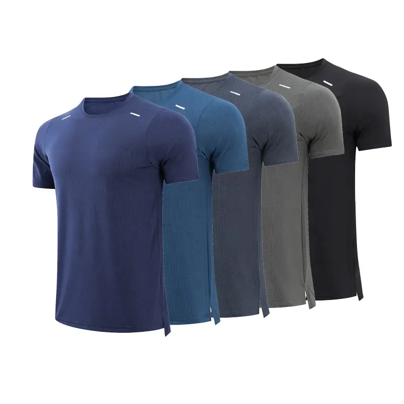 Hemden Pour Hommes Groothandel Mannen Sport Gym Fitness Sneldrogend Elastische Fitting T-shirt Tee Slim Fit Polyester Shirt
