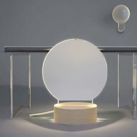 Nouveau rond LED USB support chambre d'enfants en bois veilleuse maison intelligente acrylique bois nuit lampe Base
