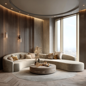 Mobilier d'intérieur moderne personnaliser salon incurvé canapé d'angle gauche chaise longue - Product Image 4