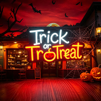 Décorations murales LED néon Halloween en acrylique : Sorcière, Fantôme, Chat, Citrouille, BOO – Décoration de fête à fixer, IP65, Blanc chaud 2700K