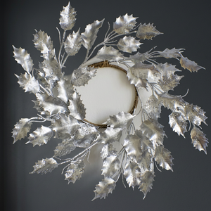 Corona Navideña Plateada Hecha a Mano, Redonda, con Flores Decorativas, Estilo Glamuroso, Sin Iluminación, Paquete Individual - Product Image 3