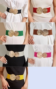 Sabuk wanita elastis <span class=keywords><strong>Vintage</strong></span>, sabuk Retro wanita <span class=keywords><strong>Vintage</strong></span>, elastis, Paduan lebar, gesper bulat, Multi warna, sabuk pinggang elastis, untuk rok gaun - Product Image 6