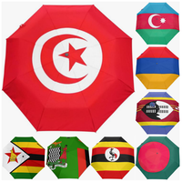 Parapluie entièrement automatique de haute qualité à ouverture et fermeture automatiques, imprimé avec les drapeaux nationaux de la Zambie, de la Tunisie, du Bangladesh, de l'Azerbaïdjan et de l'Arménie