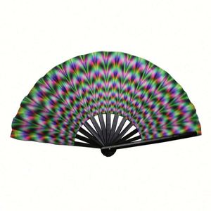 Éventails pliants personnalisés bleus Zeta Amicae, grand format 33 cm, peints à la main, motif floral traditionnel de dessin animé, pour la danse et la musique - Product Image 4