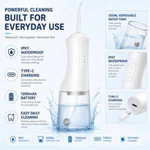 Irrigador Bucal Portátil Recargable Tipo-C de 300 ml de Gran Capacidad con 4 Boquillas y Resistencia al Agua IPX7 para el Cuidado Diario de los Dientes y Encías - Product Image 5