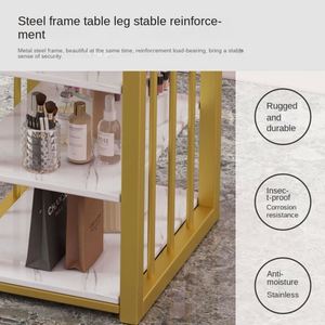 Mesa de Arte de uñas de metal rectangular moderna pequeña de doble capa con corazón Ins pata de gallo para maquillaje de niñas en apartamentos pequeños - Product Image 4