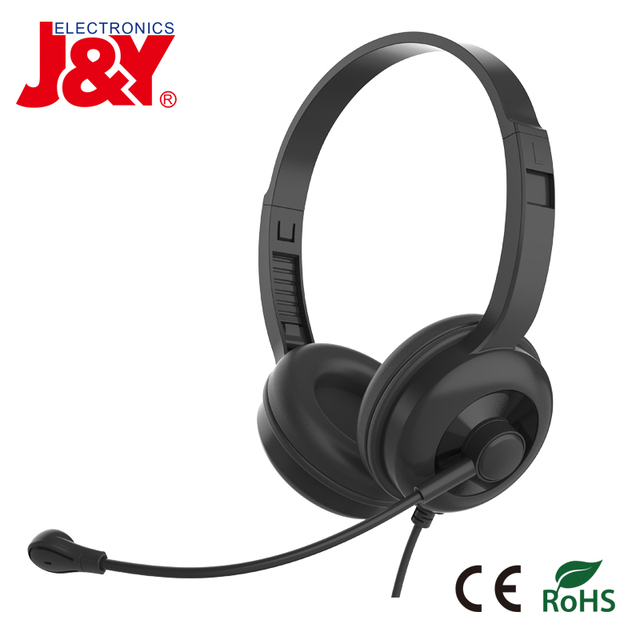 Custom Logo USB Light Weight Wired Headsets with Boom Mic 1 Year Warranty Professional Use for Call Center/Office/Online Class