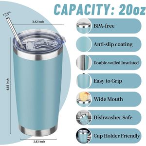 20 Oz Stainless Steel Tumbler Double Wall Vacuum <b>Insulated</b> Travel Coffee <b>Mug</b> With Lid And Straw Maya Blue - Product Image 2