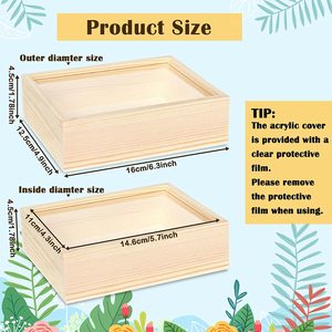 Chưa hoàn thành nhỏ nhỏ Gỗ Hộp Gỗ Thủ Công bóng Hộp Quà Tặng bằng gỗ hộp với rõ ràng minh bạch Acrylic trượt nắp trượt - Product Image 2