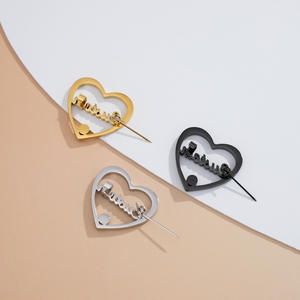 Gran oferta, broches de moda de acero inoxidable personalizados para mujer con piedra de nacimiento, Clip de corbata en forma de corazón para regalo de fiestas de boda - Product Image 2