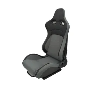 Fully Reclinable Black/Gray Cloth PVC leather JDM Bucket Car Racing Seats with Double Slider