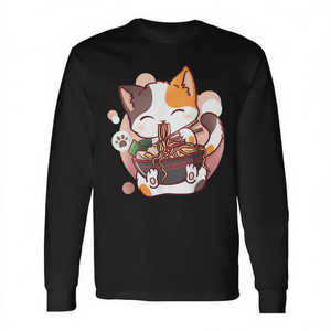Camiseta de manga larga japonesa Ramen Cat Anime Kawaii Neko - Product Image 2
