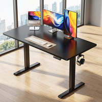 Bureau électrique moderne à double moteur, ergonomique, avec plateau en acier inoxydable, extensible en bois, pour usage commercial