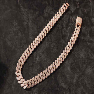 Collier chaîne cubaine de luxe en argent/plaqué or RATAN JEWELS avec diamants brillants de laboratoire certifiés IGI, unisexe, style hip-hop - Product Image 4