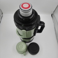 Bouilloire isotherme à double paroi en plastique de 3,2 L avec poignée sur le couvercle, pour le camping en plein air, conservation de la chaleur pendant 12 à 24 heures, réutilisable