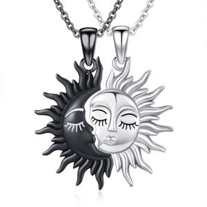 Collar de Pareja de Acero Inoxidable, Lindo Collar Asimétrico de Sol y Luna, Collar de Acero Inoxidable para Parejas con Personalidad - Product Image 1