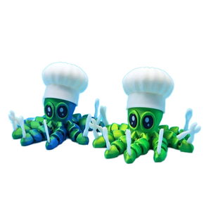Vashine Figurine d'action créative colorée imprimée en 3D en PLA, jouet pieuvre articulé pour enfants, modèle Pieuvre du chef - Product Image 3