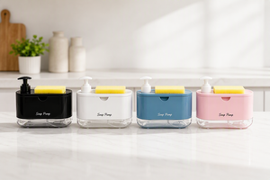 Distributeur de <span class=keywords><strong>savon</strong></span> à <span class=keywords><strong>vaisselle</strong></span> 2 en 1 pour cuisine, pompe à <span class=keywords><strong>savon</strong></span> manuelle avec support pour éponge, distributeur de <span class=keywords><strong>liquide</strong></span> <span class=keywords><strong>vaisselle</strong></span> pour évier de comptoir - Product Image 6