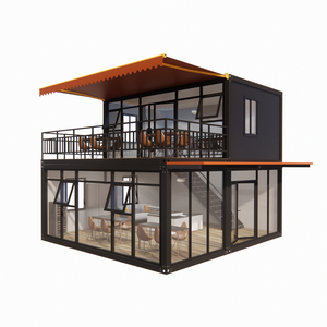 تصميم متين لحاوية فاخرة مسبقة الصنع بطول 20 قدمًا تتحول إلى بار أو مقهى، متجر مسبق الصنع من طابقين مع سطح ودرج لمشاريع كأس العالم - Product Image 1