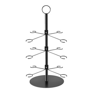 Élégant porte-verres à vin à 3 niveaux, support autoportant en fer pour verres à pied, présentoir vintage pour verres, idéal pour banquets, réceptions et fêtes - Product Image 5