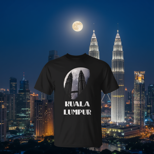 Camiseta con silueta de la Luna de las Torres Gemelas de Kuala Lumpur, ropa informal negra para hombre - Product Image 3