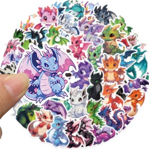 50 Vinyl Self-Adhesive Waterproof Cartoon European Dragons Stickers-<b>Cute</b> Q-Version Doodles for Luggage <b>Notebook</b> Skateboard - Product Image 3
