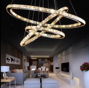 Hanging Lamp Black Modern Large <b>Ring</b> <b>Circle</b> Long Glass Ball Pendant Light Long Stair for Stairways - Product Image 5