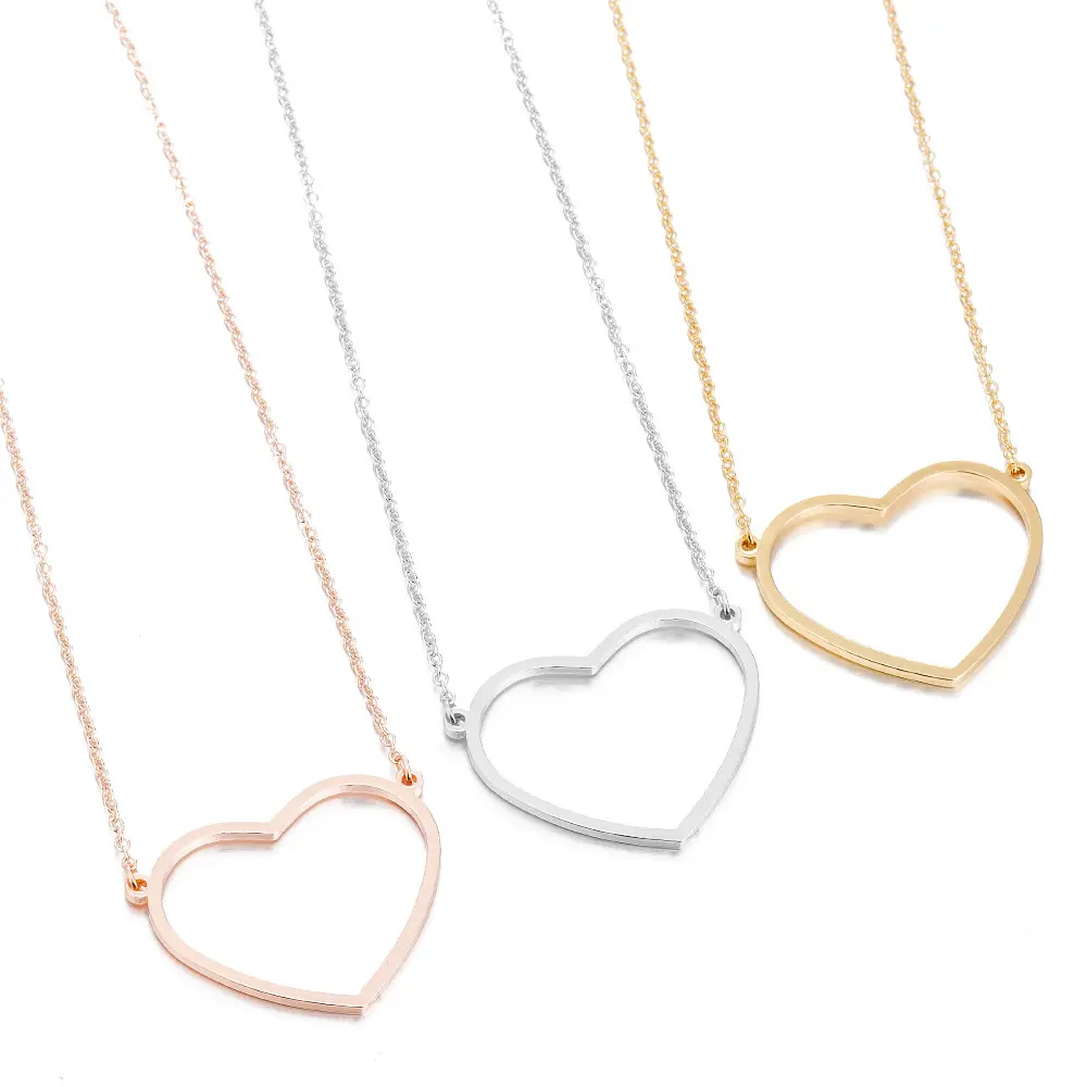 Simple Heart Necklace Stainless Steel Material Love Style Mother's Day Pendant
