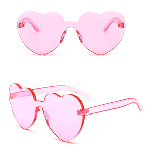 Lunettes en forme de coeur pour femmes verres teintés clairs colorés <span class=keywords><strong>rouge</strong></span> rose jaune nuances monture sans monture pour accessoires de voyage <span class=keywords><strong>Halloween</strong></span> - Product Image 2