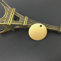 Étiquette en métal, étiquette suspendue en cuivre pur, gravure pour animaux de compagnie, étiquette ronde circulaire en laiton, gravure au laser