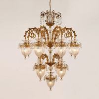 Grand luminaire suspendu français, style européen classique, style marocain, lustre antique en laiton pour escalier