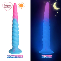 Langer Silikon Leuchtender Analplug Dildo Butt Plugs mit Saugnapf Gay Anus Dilatator Prostata-Massage Sexspielzeug für Männer Frauen