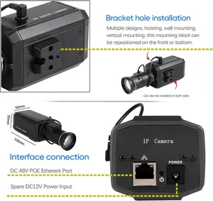 Xmeye CCTV 4MP 2K POE 5-50MM Netwok IP Security Camera Icsee H.265+ Varifocal Lens Auto IRIS Box Bullet Surveillance Camera
