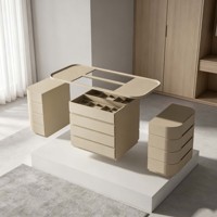 Topcent Îlot de dressing de luxe en cuir avec armoire électrique, unités de rangement modernes avec tiroirs, organisateur d'îlot pour chambre à coucher