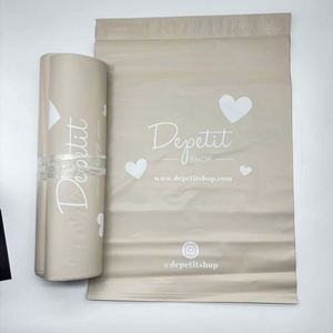 Custom LOGO Printed Waterproof Poly Ship Mailer Peach Nude Beige Polymailer Shipping Bag for Clothing - Product Image 4