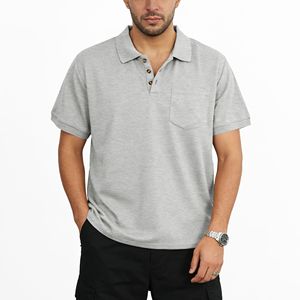 Polo de Algodón para Hombre, Manga Corta, Color Sólido, Casual, con Bolsillo, Corte Regular - Product Image 5