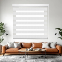 Persianas Enrollables Zebra de Doble Capa Día y Noche, Tela con Resorte Manual para Ventanas Francesas, Instalación Integrada