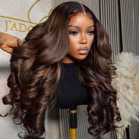 Wig Rambut Vietnam 13*4 Transparan Lace Frontal Tanpa Lem Warna Pirang Madu Bergelombang Cokelat 13*6 HD 1B Gelombang Alami Longgar
