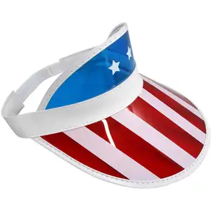 美国独立日聚氯乙烯帽7月第四美国党旗星条旗防紫外线空礼帽派对游行帽