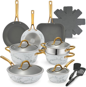 Juego de Utensilios de Cocina de Aluminio Forjado Antiadherente de Alta Calidad con Diseño de Impresión por Transferencia de Agua y Fondo de Inducción - Product Image 1