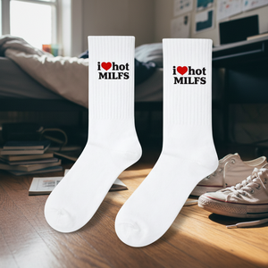 Chaussettes unisexes en coton avec imprimé 'I Love Hot Mlfs', respirantes, broderie jacquard, tricot de soie japonais léger pour un usage quotidien et scolaire - Product Image 3